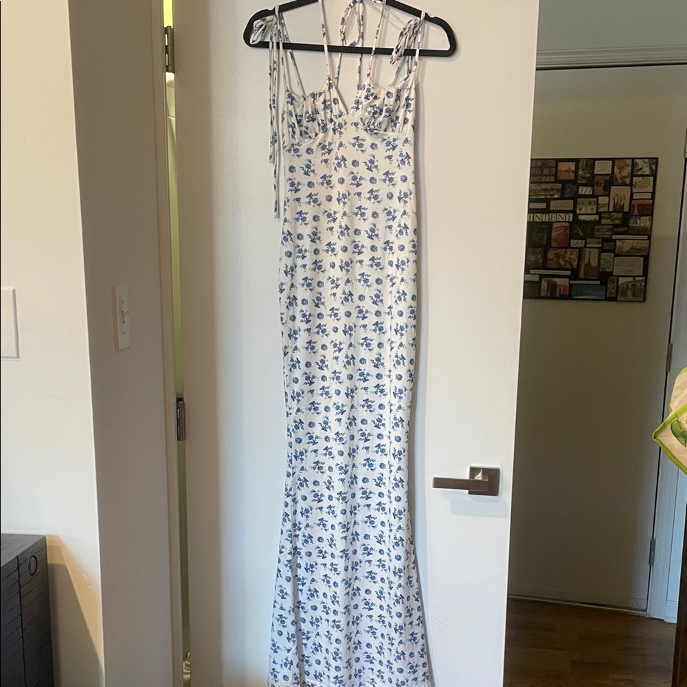 Floral Blue and White Maxi Dress